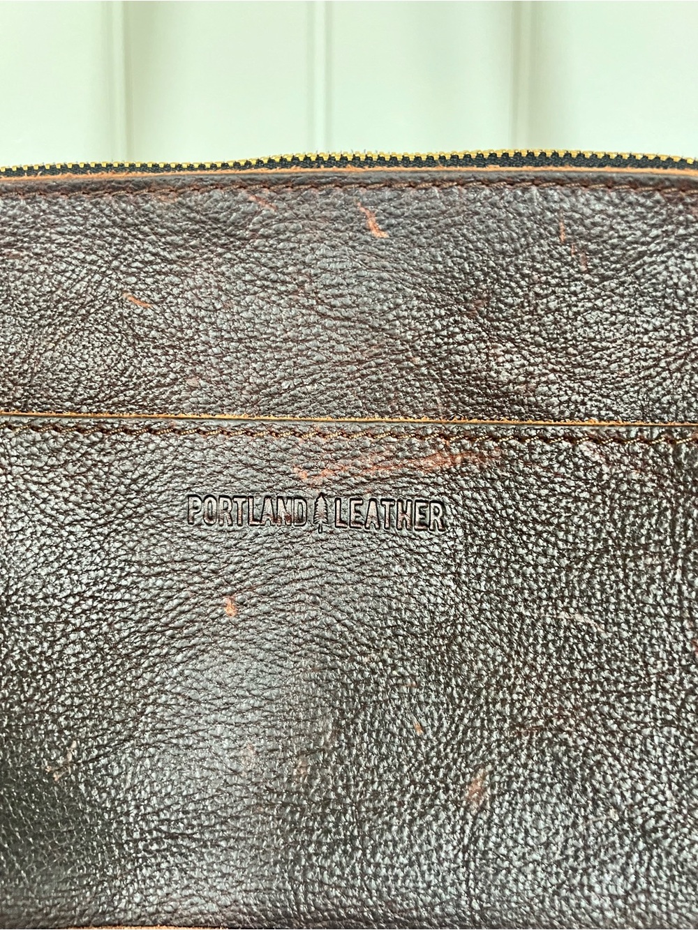 Portland Leather Dark Brown Crossbody Bag with Brass Hardware - Picture 4 of 8